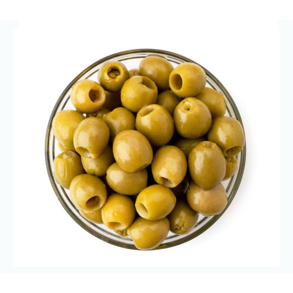 Pitted Green Olives Glass